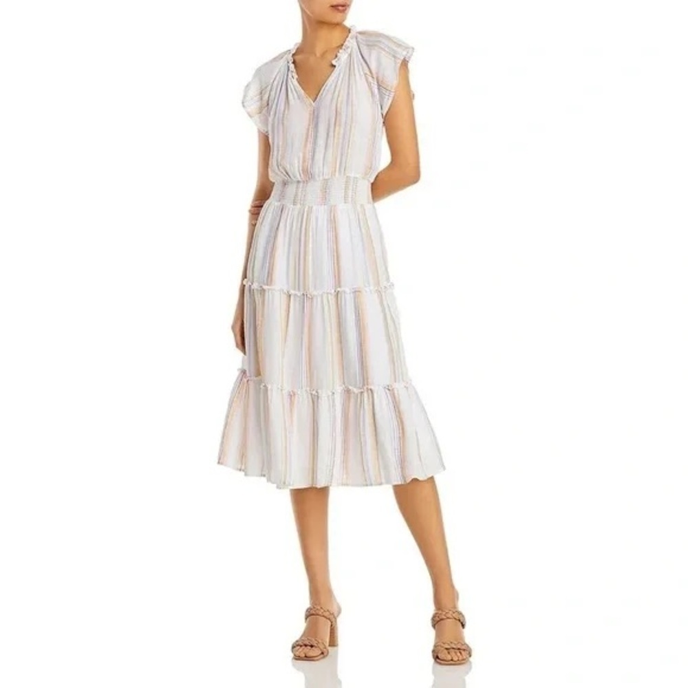 RAILS Amellia Merida Stripe Midi Dress Sundress Sun Vacation L Linen Boho Date